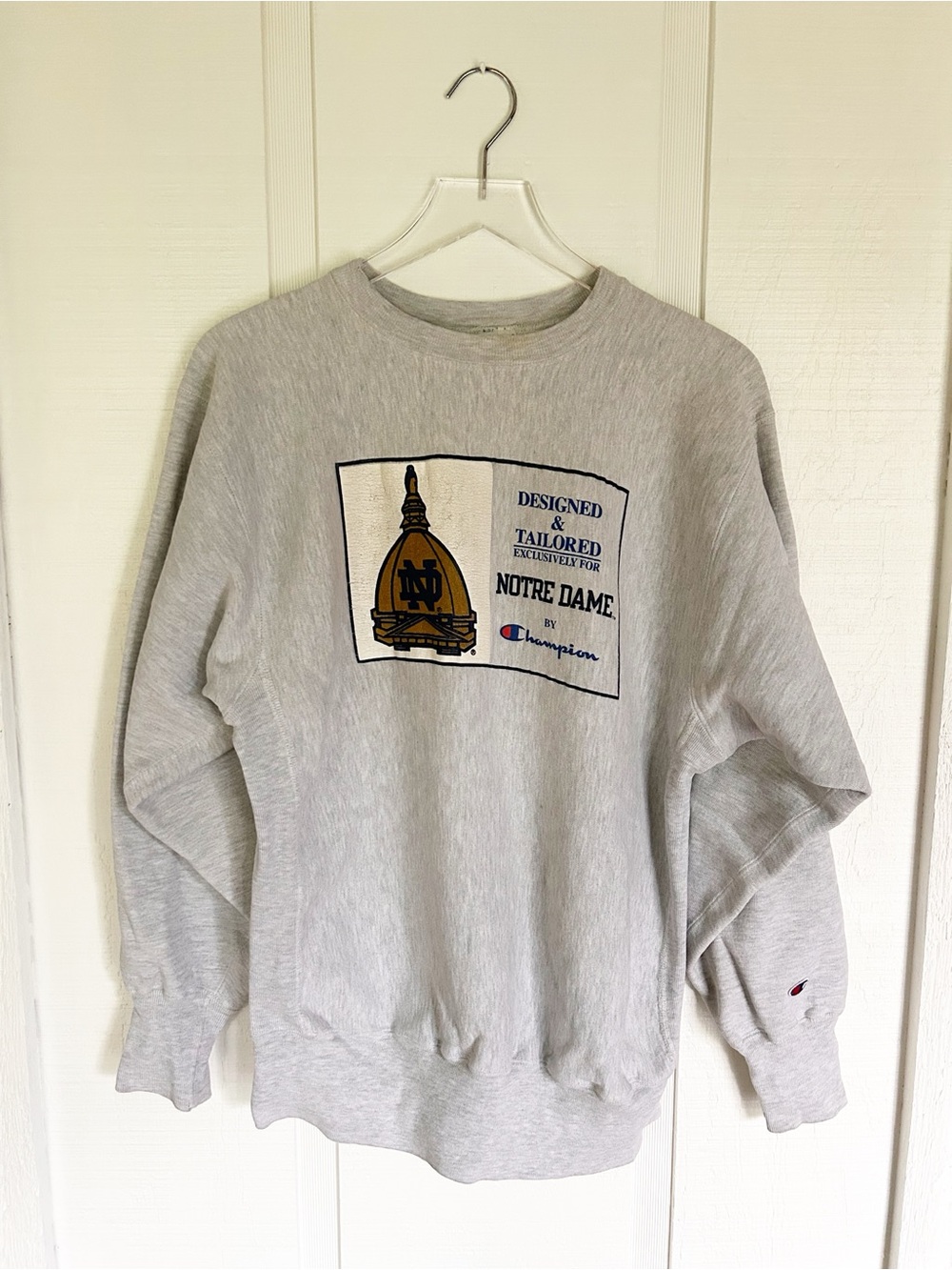 Vintage Champion Reverse Weave Notre
Dame Crewneck Sweatshirt Gray Sz XL